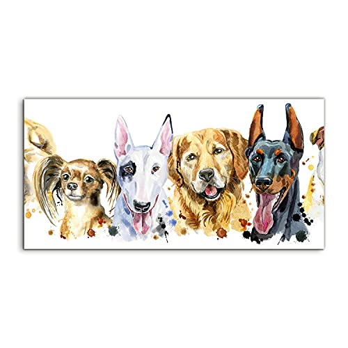 Tableau acrylique 100x50cm chien aquarelle pour décoration murale salon