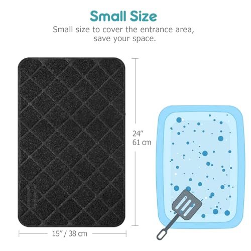 Image of Conlun PVC Cat Litter Mat 24 inch x 15 inch Inch Black, Non-Slip, Less Waste Cat Litter Box Mat, Soft on Kitty's Paws, Urine Waterproof