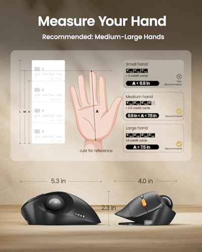 ProtoArc EM02 Wireless Trackball Mouse, 0/15° Adjustable Angle, Gray - image 9