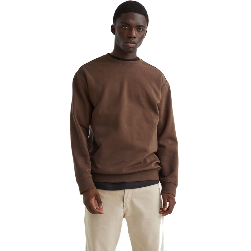 Image of DROBE Cotton Blend Round Neck Solid Sweatshirt for Men