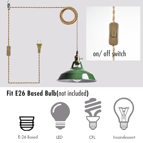 Image of YUBOLE Modern Green Plug-in Pendant Light Macaron Kitchen Hanging Swag Lamp
