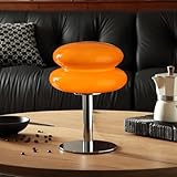 Glivpny Mushroom Lamp Table Lamp for Night Stands,Mid Century Modern Desk Lamps for Bedroom, Vintage Dimmable Bedside Small Lamps, Cute Cool Home Room Aesthetic Decor for Living Room (Orange)