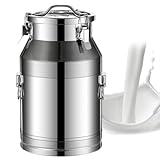 Adima Milchkannen Milchtransportkanne mit Verschluss 304 Edelstahl-Milcheimer mit versiegeltem Deckel für Getreide Wein Flüssigkeit für Wein,Öl, Saft Behälter,28L