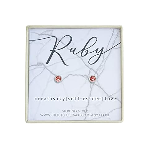 The Little Keepsake Company Sterling Silver Birthstone Earrings - Ruby (05-10-04) Cover