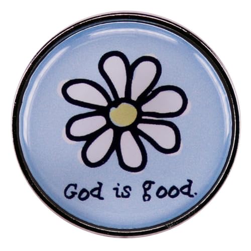 Image of yangjinyuCartoon Daisy Enamel Pin God is Good Brooch Letter Inspirational Quote Pin Sunflower Metal Badges Clothing Backpack Hat Accessory DIY Jewelry Gifts for Women, Blue