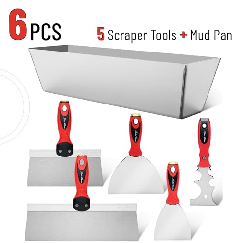 Bates Choice Bates- Drywall Knife Set, 6Pcs, Drywall Tools Finishing, Drywall Mud Pan, Spackle Tool, Drywall Finishing Tools, Drywall Mud Tools, Putty Knife Set, Putty Knives thumb #1