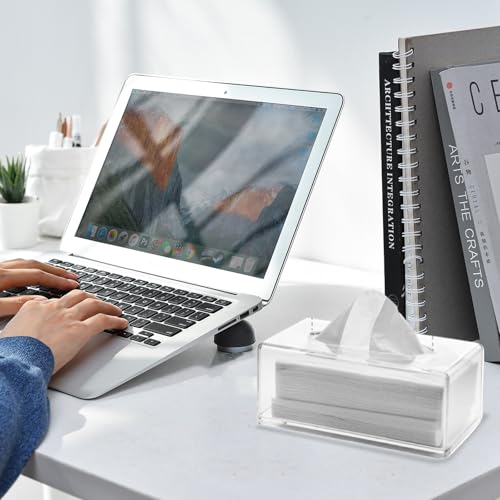Hyuetrsa 4 Pcs Acrylic Tissue Box Cover, Clear Tissue Box Holder Rectangular Facial Tissue Dispenser Box Dryer Sheet Dispenser Clear Tissue Holder Napkin Dispenser for Car,Bathroom,Office,Kitchen,Home - Thumbnail 5