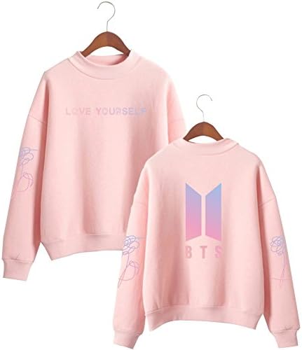 Delightry Kpop Women Round High Neck Printed Pullover Sweatshirts