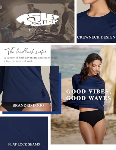 TSLA Women's Long Sleeve Rash Guard Swim Shirts, UPF 50+ UV Protection Regular-Fit Quick Dry Water Shirts4