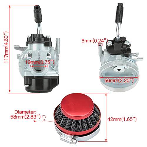 Image of YOXUFA 2 Stroke Carburetor for 49cc 50cc 66cc 80cc 100cc Motorized Moto Bike Bicycle Gas Motor Scooter Moped Parts