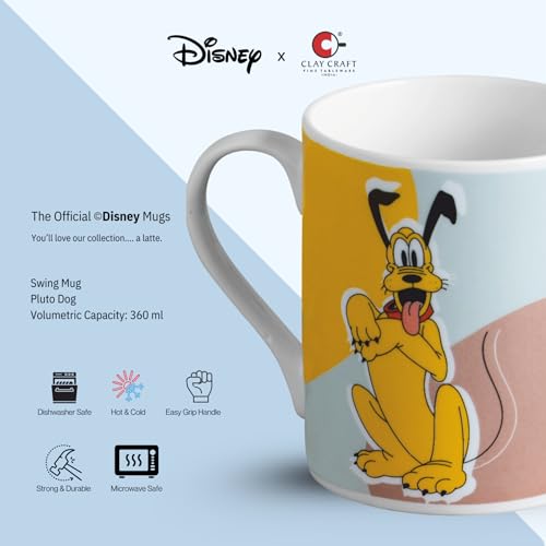 Image of Clay Craft - Official Disney Mugs : Pluto Print, Fine Ceramic Coffee Mug, 360 Ml |Cartoon Character Gift Mug for Kids & Adults | Microwave & Dishwasher Safe