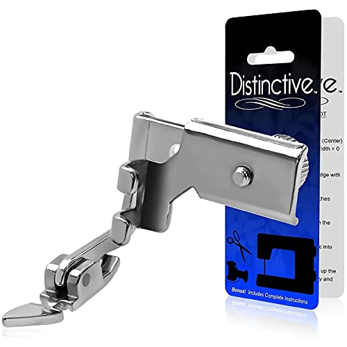 Distinctive Adjustable Zipper Piping Cording Sewing Machine Presser Foot - Fits All Low Shank Singer, Brother, Babylock, Euro-Pro, Janome, Kenmore, White, Juki, New Home, Simplicity, Elna and More!