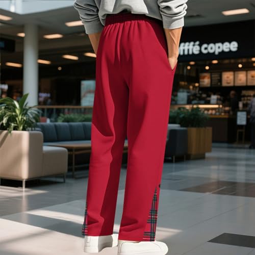 LOAIHA Men's Color Block Sweatpants Elastic Waist Drawstring Straight Pant Fall and Winter Sporty Casual Pants with Pockets3