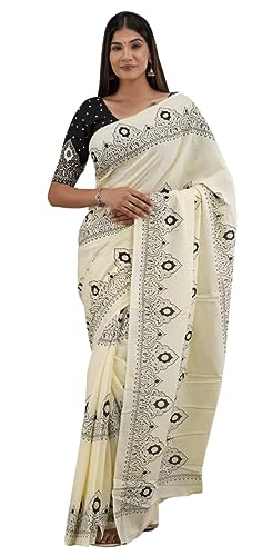 Sari Jaipuri coton indien imprimé main tenue traditionnelle avec tissu chemisier