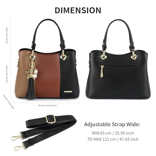 Image of Pomelo Best Purses and Handbags for Women with Multiple Pockets, Leather Top Handle Satchel Fashion Tote Shoulder Bags Ladies