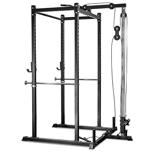 REP Fitness PR-1100 Power Rack Home Gym System, Compact Squat Cage with Multi-Grip Pull Up Bar, Adjustable, with LAT Pull-Down Attachment