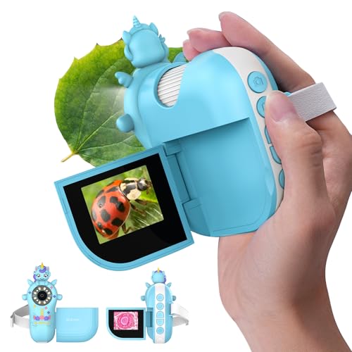Microscopio digital para niños, miniscopio de mano – Pantalla 4K de 2 pulgadas recargable 1000X Mini lupa portátil de bolsillo Edu Learning Science Toy Regalo con kit de diapositivas 4-12 niños