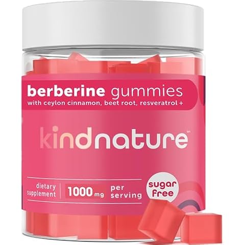 Kind Nature 1000mg Berberine Gummies - Sugar Free Natural Berberine Supplement Gummies with Ceylon Cinnamon & Beet Root - Non GMO, 3rd Party Tested Berberine Complex Cover