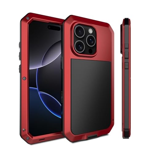 Éviter la casse iPhone 16 Pro Max étui protection intégrale 360 métal aluminium rouge