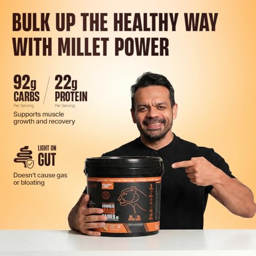Image of BeastLife High Protein Mass /Weight Gainer | 5 KG | Strawberry Banana | NABL LAB Tested | For Muscle Gain & Fast Growth | Cereal-Based Formula, No Maltodextrin | India's #1 Cereal Based Bulk Gainer