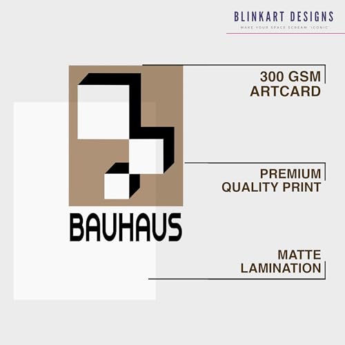 Image of BLINKART Vintage Bauhaus Retro Geometric Aesthetic Poster Gallery | Colorful Wrap Framed For Home Office Studio Living Room Modern Art Studio Decoration Abstract Shapes | (d65) | 13x10 Inch