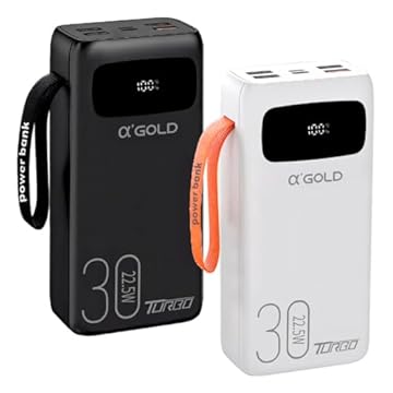 Carregador Portátil Power Bank 30000mAh 22.5w Universal Rápido Turbo Com Display Led 7 Saídas e Entradas, USB-C, Lightning, USB-A, Compatível com Iphone, Samsung, Motorola, Xiaomi PREMIUM (Branco)