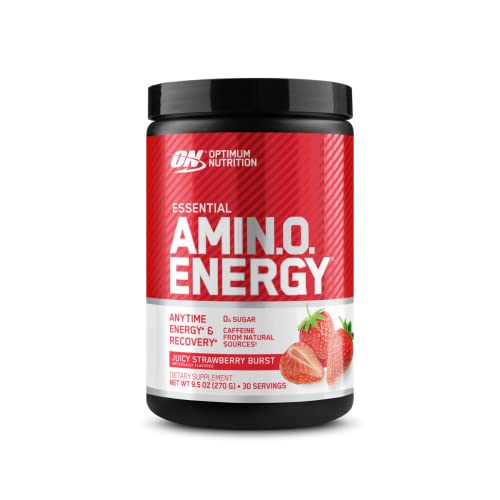 OPTIMUM NUTRITION ESSENTIAL AMINO ENERGY, Juicy Strawberry Burst, Keto Friendly Preworkout and Essential Amino Acids with Green Tea and Green Coffee Extract, 30...
