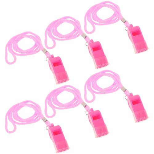 6 Silbatos Plásticos Rosas con Cordón para Entrenadores y Árbitros miniatura 1