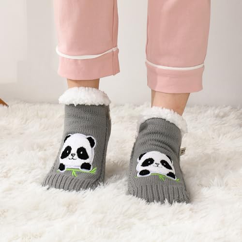 Image of ZYZX Cute Animal Slipper Socks for Women with Grips,Fuzzy Socks Indoor