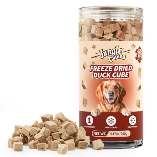 Jungle Calling Freeze Dried Duck Dog & Cat Treats Single Ingredient Duck Bites for Cats & Dogs Grain Free High Protein Training Treats & Food Topper 9.17 oz