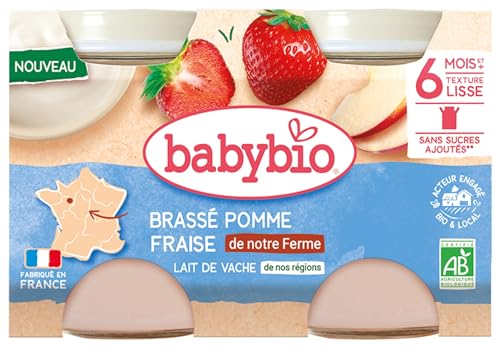 Babybio brassé pomme fraise au lait de vache dès 6 mois 2 x 130g