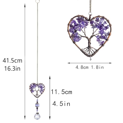 Image of Tree of Life Crystal Suncatcher Rainbow Drop Pendant Window Decor