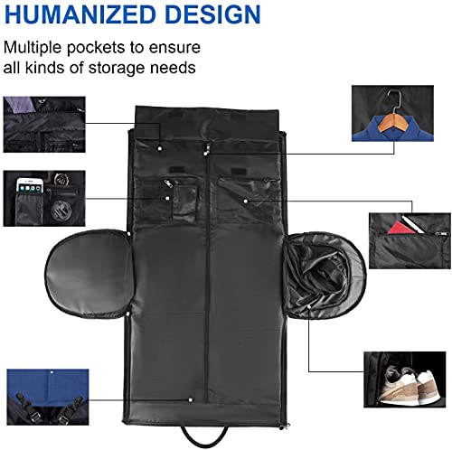 Image of Garment Bag for Travel,Women Hanging Luggage Garment Bag Suit Travel Bag Carry On Garment Bag Dress Bag, Black, Travel