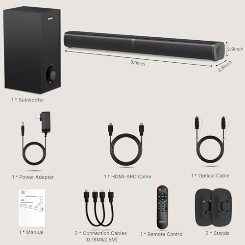 Wohome 2 in 1 Detachable Sound bar with Subwoofers, 4.1 Channel Bluetooth Sound Bar for Smart TV, Home Theater Surround Sound System, Optical,HDMI-ARC, USB Input, Bass Adjust, Remote/Button Control - Image 7