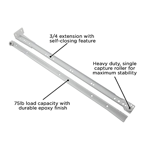 Hickory Hardware P1700/22-W 22-Inch Bottom Mount Euro Drawer Slide, White - Thumbnail 4