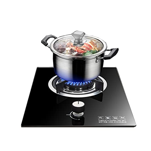 Aouoeeo Placa de Gas, Encimera de Gas, Cocina de Gas de 33 cm con Quemador, 1 Wok Integrado, 4,0 kW, vitrocerámica de Vidrio Templado Negro con FFD y