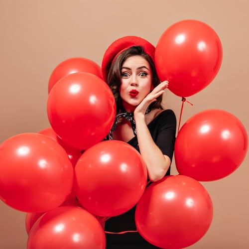 Image of Red Balloons Red Birthday Decorations 30 Pack 18 inch Round Latex Balloons for Wedding Anniversary Birthday Valentine's 4th of July Independence Memorial Day Patriotic Party Decorations