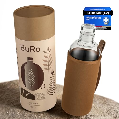 BuRo Trinkflasche Glas 750 ml mit Neoporenhülle | Leichte Glasflasche mit Uhrzeit für Outdoor, Office, Schule | Auslaufsicher | Spülmaschinenfest | BPA frei BuRo Trinkflasche Glas 750 ml mit Neoporenhülle | Leichte Glasflasche mit Uhrzeit für Outdoor, Office, Schule | Auslaufsicher | Spülmaschinenfest | BPA frei