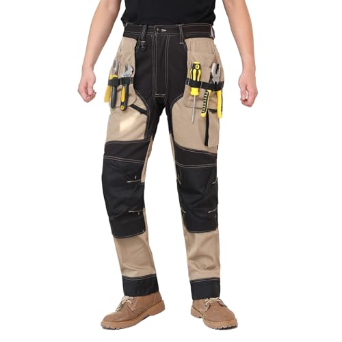 Pantalon de travail homme coton stretch pour soulager les genoux douloureux sur les chantiers