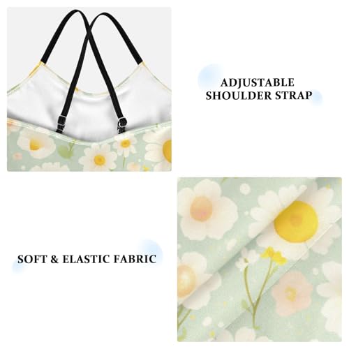 KLL Polka Dots and Tender Chamomile Flowers Cartoon Girls' 1-Piece Swim Suit Beach Swimwear Adjustable Shoulder Strap Quick3