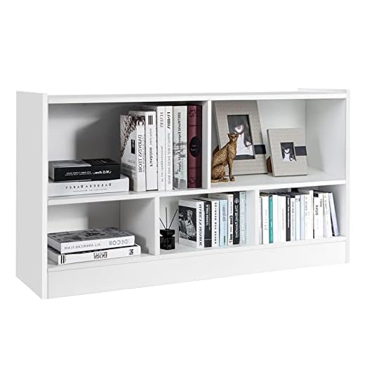 Onnertune 5 Cubes Storage Bookcase, Open Display Cabinet Shelf, Wooden Corner Bookshelf for Living Room, Play Room, Bedroom, Low Book Shelves Organizer (White)