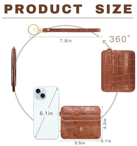 Janhavi Valentine’s Day Gifts for Mom Grandma Aunt Initial RFID Card Holder for Women Leather Credit Card Holder Wallet for Women Mother’s Day Birthday Gift from Daughter Son-Brown M4