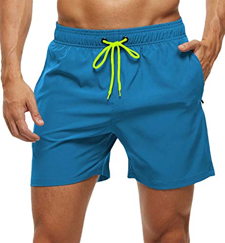 Image of Tyhengta Men's Swim Trunks Quick Dry Beach Shorts with Zipper Pockets and Mesh Lining