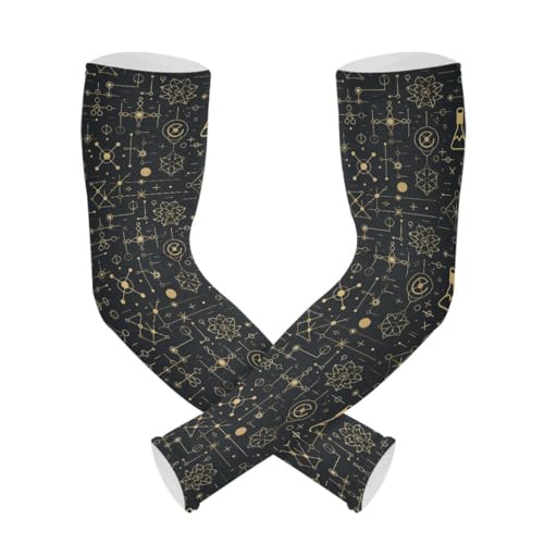 ALAZA Atomic Chemistry Physics Gardening Sleeves Cooling Arm Sleeves Sun Protection Thumb Hole Arm Covers for Women Men