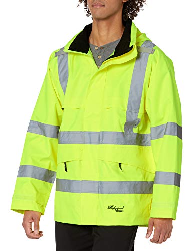 Viking Professional Journeyman 300 Denier Trilobal Rip-Stop Waterproof Hi-Vis Safety Rain Jacket with 2” Reflective Tape