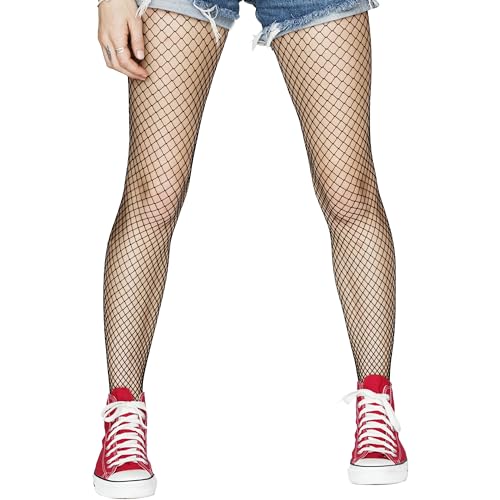 Image of Black Fishnet Tights - High Waist Sheer Seamless Pantyhose for Women - Flexible and Seamless Stockings for S-XL Size - Mid Net Design, Comfortable and Stylish for Everyday Wear