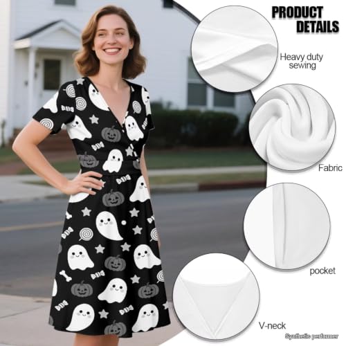 Image of Women's Summer Dresses Short Sleeve Formal Dresses with Pockets