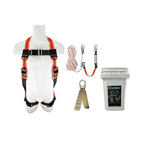 Safewaze FS-ROOF-E Roofer's Fall Protection Compliance Kit in a Bucket