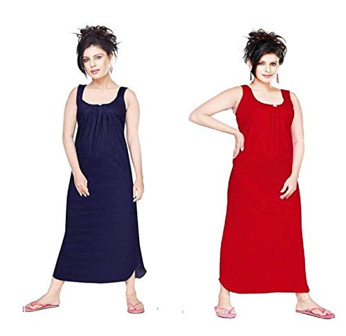 Vibha Women's Hosiery Cotton Full Length Camisole, Long Inner Wear Petticoat-Nighty Slip-Kurti Suit Pack of 2 Pc