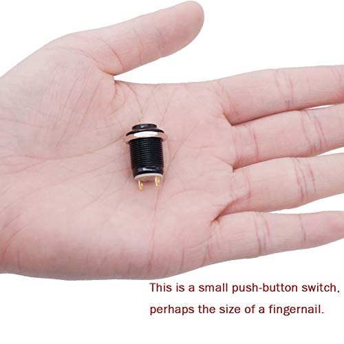 Twidec /12Mm 1/2" Waterproof Black Metal Shell Momentary Raised Top Push Button Switch Dc/Ac 36V 2A Spst 1No Start Button For Car Modification Switch(Quality Assurance For 1 Years) M-12-Bk-G #TOP4